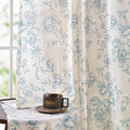 jinchan Linen Blend Curtain Floral Curtains for Living Room 45 Inch Length Blue Printed Curtain Rod Pocket Back Tab Farmhouse Peony Flower Patterned Drapes Bedroom Window Curtains Set 2 Panels by JINCHAN