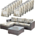 14Pcs Outdoor Stretch Cushion Covers,Waterproof Outdoor Chair Floral Cushion Covers for Patio Furniture, Washable Beige Couch Covers Replacement for Patio Furniture by CALBODE