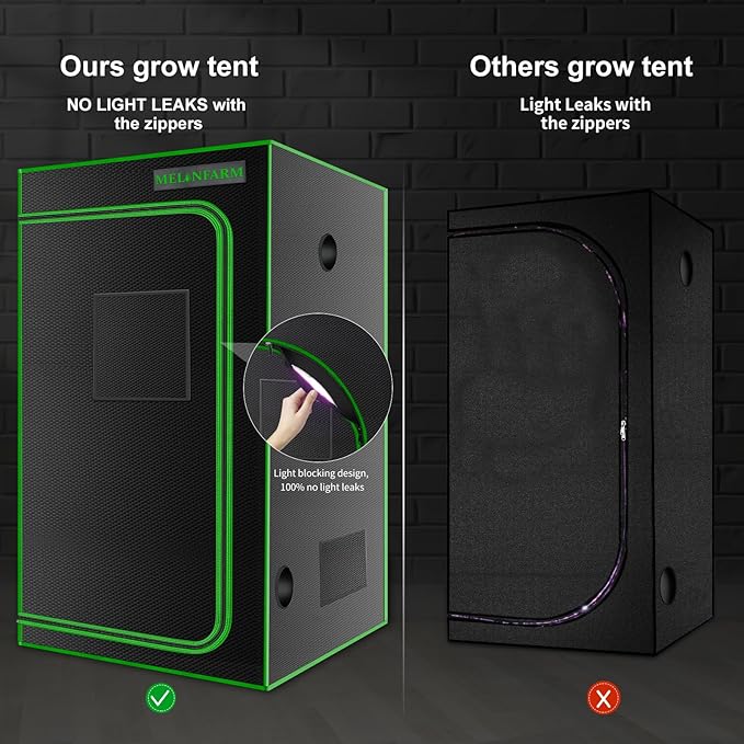 MELONFARM 4x4 Grow Tent, 48"x48"x80'' High Reflective 600D Diamond Mylar Canvas with Observation Window and Floor Tray for Hydroponic Indoor Plant Growing - Image 3