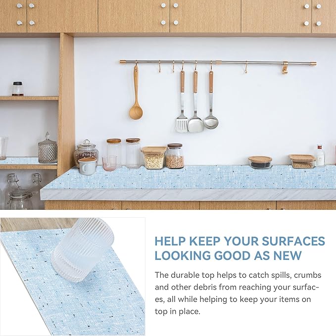 Shelf Liner 18" W x 96" L Cabinet Liners Non Adhesive, Drawer Liners Non Slip Kitchen Mat Waterproof Oil-Proof for Kitchen Cabinet, Shelves, Refrigerator, Storage, Easy to Trim - Image 4