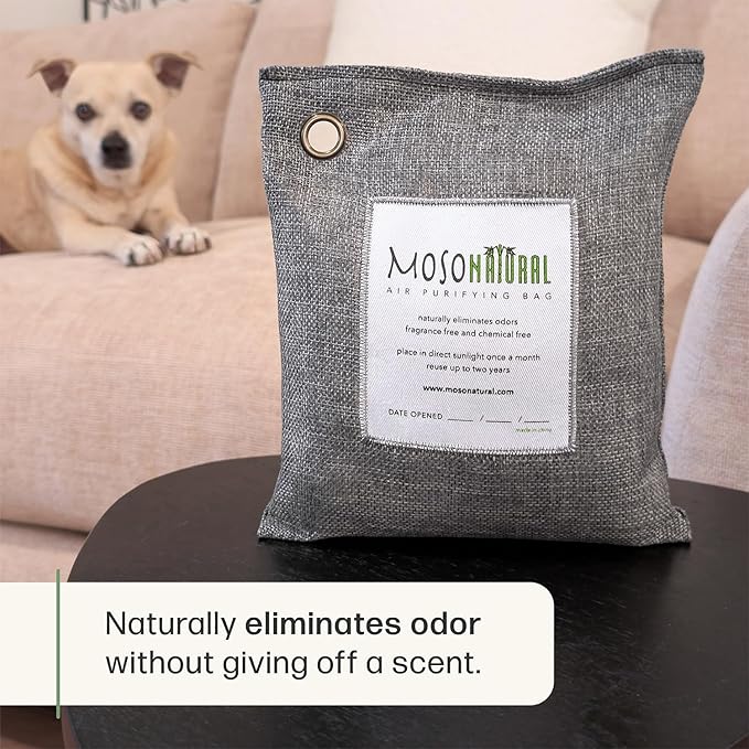 Moso Natural Air Purifying Bag 500g (3 Pack) Premium Bamboo Charcoal Odor Absorber for Home, Bedroom, Kitchen, Basement | Unscented Pet Odor Eliminator | Large Charcoal Deodorizer Bag Covers 250sqft - Image 3