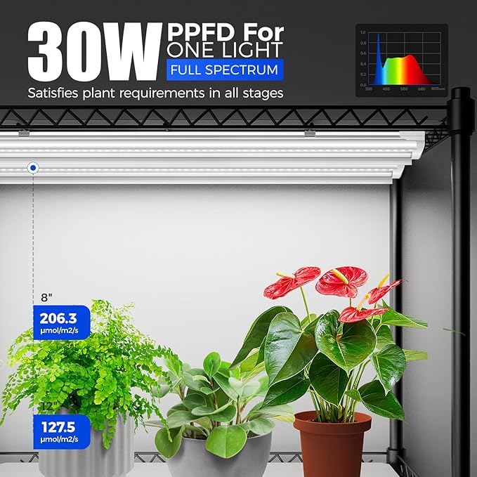 Barrina CX5Z Indoor Greenhouse with Grow Light, 6PCS 30W per Light Full Spectrum T8 Plant Lights, 4-Tier Portable Metal Plant Stand Tent and Thermometer for Seed Starting, 35.4x13.8x59IN - Image 3