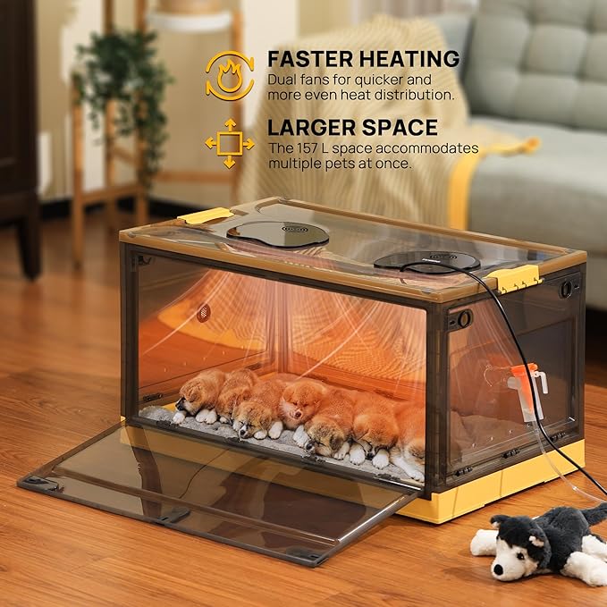 TURBRO 157 L Pet Incubator for Puppies and Kittens, Temperature and Humidity Control with Thermostat, Ventilation System, 3 Fan Speeds, All Accessories Included - Image 4