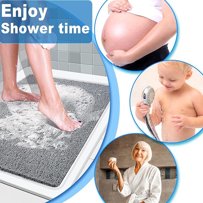 Shower Mats Non Slip for Elderly, 16x24’Lager Loofah Shower Mat, Loofah Bath Mats for Shower for Elderly-Grey - Image 5