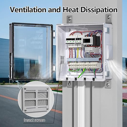 ABS Electrical Junction Box, Ventilated Design, Cable Grommets, IP65 Waterproof Enclosure, Indoor/Outdoor Use with Mounting Panel.. (Clear Cover, 13"x13"x5.1") - Image 3