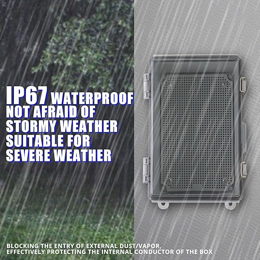 MAKERELE Waterproof Junction Box with Clear Cover,IP67 Waterproof Dustproof Universal Project Boxes for Electronics 11.4×7.5×5.5 inch（290×190×140mm） - Image 3