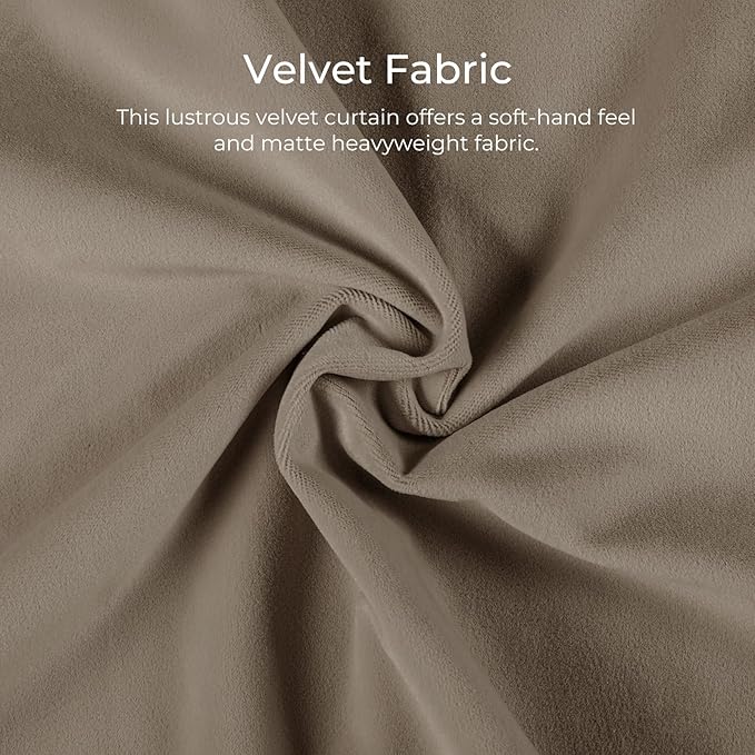 TWOPAGES Luxury Velvet Curtain Pinch Pleated Taupe Curtain 84 inch Long Thermal Insulated Blackout Drapes for Bedroom Living Room Indoor Window (1 Panel,Taupe,84Wx84L) - Image 3