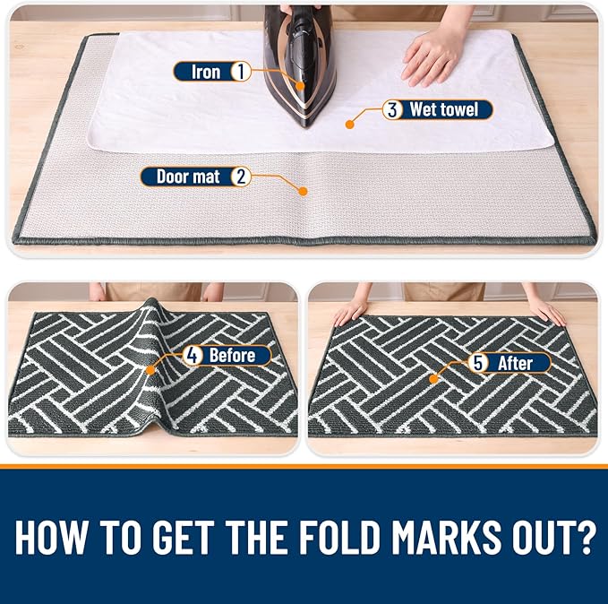 OLANLY Large Indoor Door Mat, 59x35 Inch, Dirt Resistant and Absorbent, Non-Slip Rubber Backing Floor Mats, Easy Clean Low-Profile Doormat for Entryway, Front Door, and Inside Entrance, Charcoal - Image 8