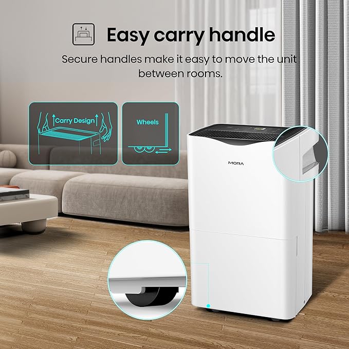 Mora Mora by Hisense 50 Pint Dehumidifier, for Space upto 4,500 Sq. Ft at Home, in Basements and Large Rooms, Energy Star, Quiet Operation,Filter Indicator with Washable Filter, 2 Years Warranty - Image 7