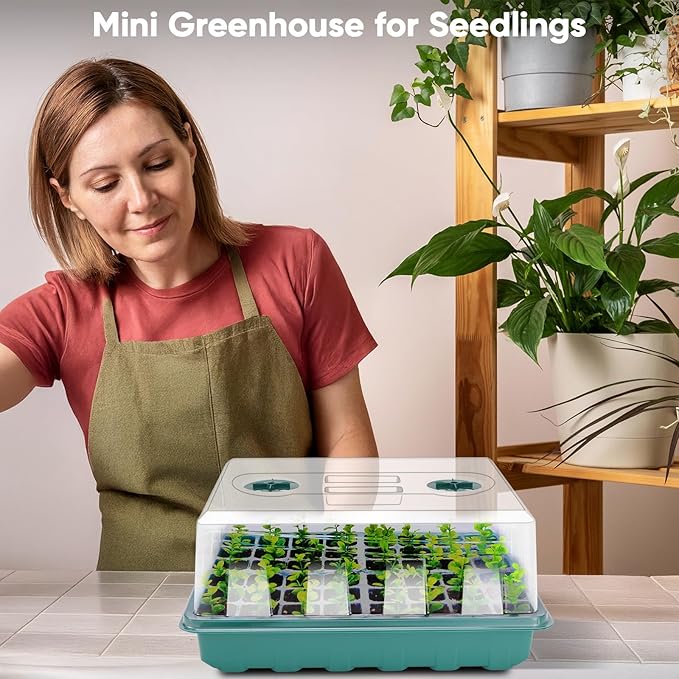 192 Cells Seed Starter Tray, Seed Starter Kit with Adjustable Humidity Dome, Seed Starting Trays Plant Starter Kit for Seeds Growing Starting, Indoor Gardening, Greenhouse - Image 2