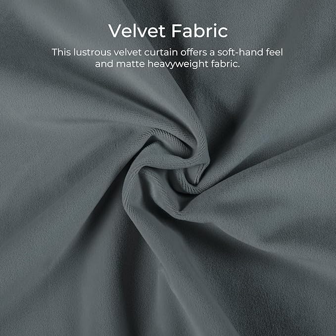 TWOPAGES Luxury Velvet Curtain Pinch Pleated Dark Grey Curtain 96 inch Long Thermal Insulated Blackout Drapes for Bedroom Living Room Indoor Window (1 Panel,Dark Grey,52Wx96L) - Image 3