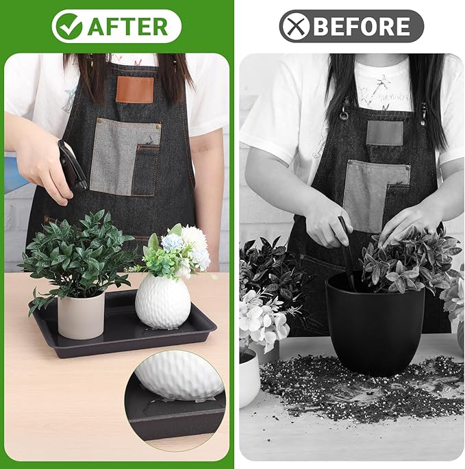 GREANER 3 Packs Plant Tray, 11 Inch Black Seed Starter Tray Rectangular, Heavy Sturdy Plant Saucer for Outdoors and Indoors Use - Image 5