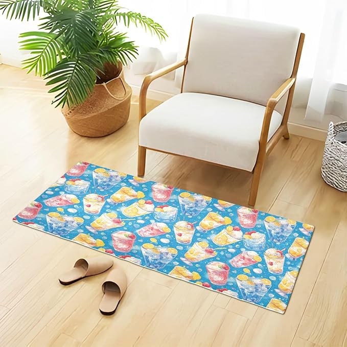 Summer Drink Cool Ice Blue Decorative mats for Bathroom Non Slip Anti-Mold Rug for Bathroom for Living Room Accessories 39x20in alfombra para ba?o - Image 4