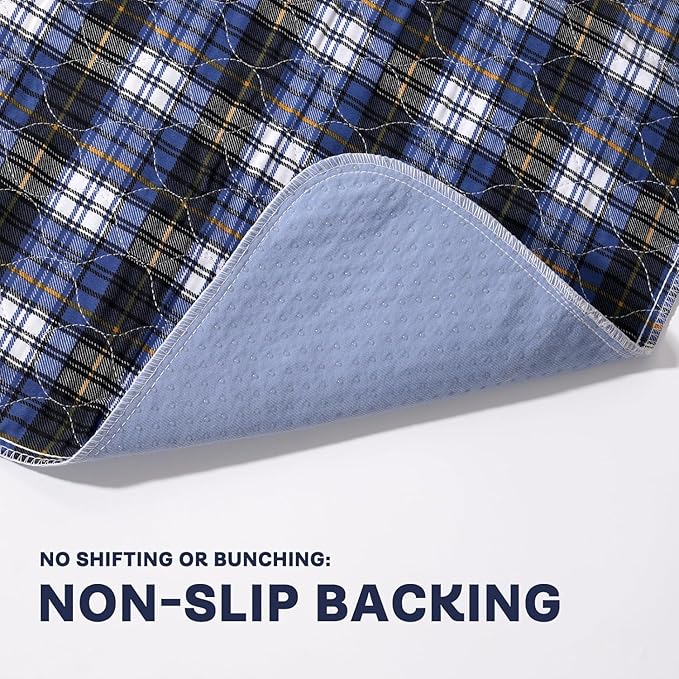 Washable Bed Pads, Non-Slip Bed Pads for Incontinence (36"" x 72"", 2 Pack) - Waterproof and Reusable Underpads for Adults, Kids, and Pets, Blue - Image 2