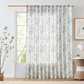 jinchan Linen Floral Curtains 100 Inch Extra Wide for Patio Sliding Glass Door Room Divider Curtain for Living Room 90 Inch Length Farmhouse Peony Blue Printed Curtain Set 1 Panel by JINCHAN