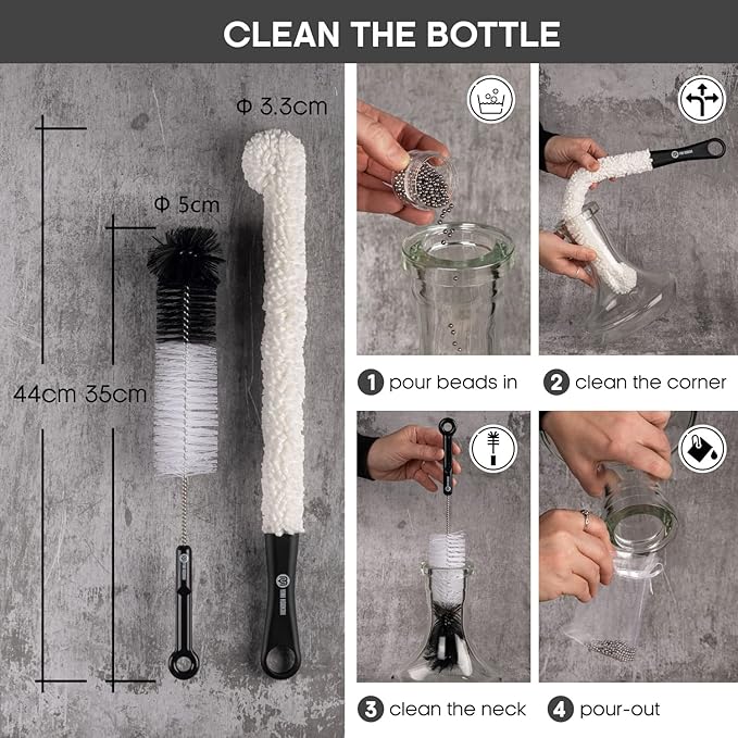 Yimi Hookah® Cleaning Kit | Flexible Drain Brush | V Shape Angled Brush | Test Tube Brushes and Micro Brush | Decanter Cleaning Beads | Flexible Bottle Scourer| Hookah Shisha Brush Set. - Image 6