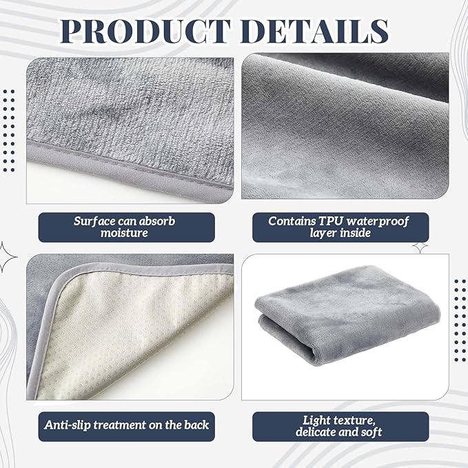 1 Pcs Couples Waterproof Mat Lover Reusable Stainproof Blanket Quiet Easy Use Mattress Protector for Adult Multi Functional Bed Sheet Couple Pleasure Comfort (27.5 x 27.5 in,Grey) - Image 4