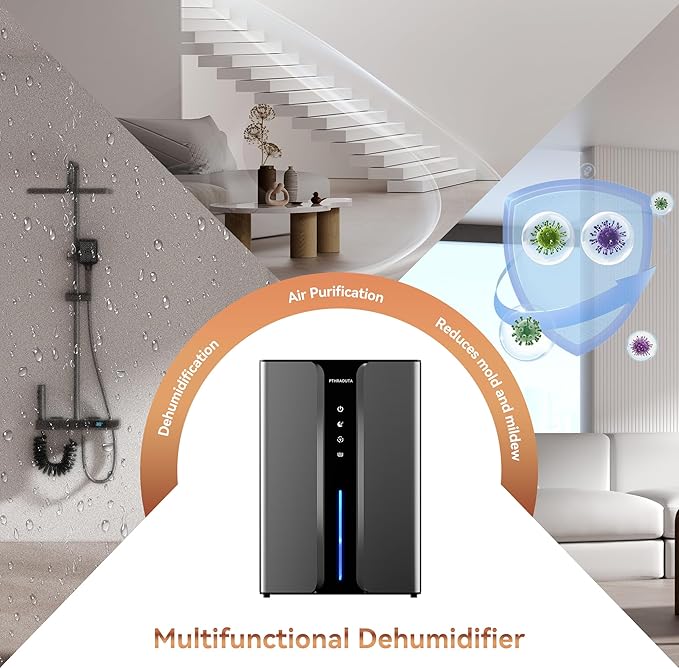 Home Dehumidifier with Drain Hose, (950 sq.ft) 95oz Quiet dehumidifier for Bathroom Bedroom, with Air Reusable Filter Indoor deshumidificador for Basement RV Closet - Image 7