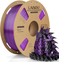 LANDU Silk Dual Color PLA Filament 1.75mm 1KG, 3D Printer Filament Dimensional Accuracy +/- 0.02mm, Coextrusion Filament PLA Shiny Filament Fits for Most FFF 3D Printers,1KG Spool,Black Purple by LANDU