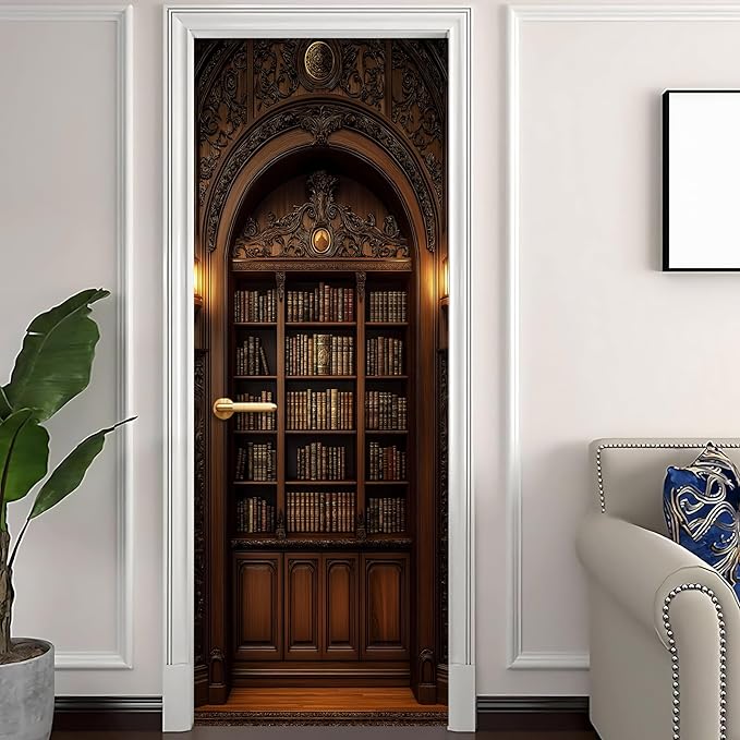3D Door Decals Stickers Peel Stick Wall Murals Vinyl Wallpaper Self-Adhesive Mural Door Covers Decorative for Furniture Home Decor Wrinkle-Resistant Waterproof - Image 2