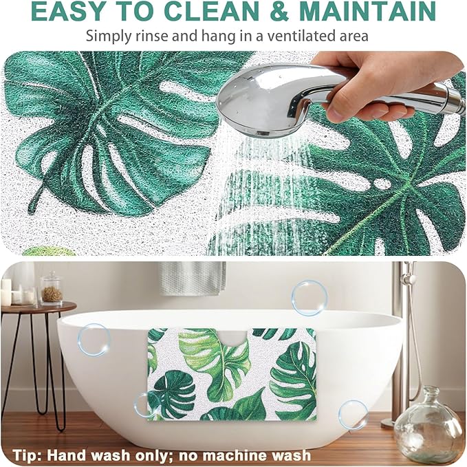 Square Shower Mat Non Slip: 32x32 Inch Extra Large Shower Mats for Inside Shower, Anti Slip Shower Floor Mat, Loofah Shower Stall Mats for Elderly, Non Slip Shower Mat with Drain Hole in Middle - Image 6