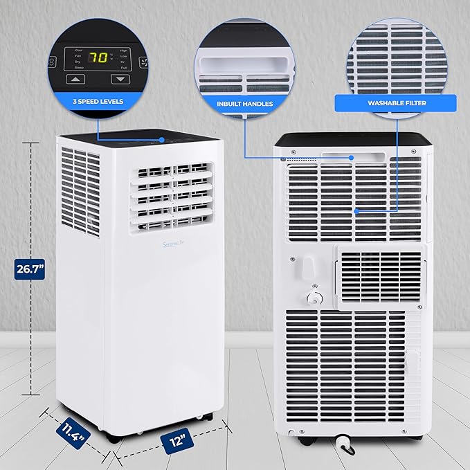 SereneLife Small Air Conditioner Portable 8,000 BTU with Built-in Dehumidifier - Portable AC unit for rooms up to 350 sq ft - WiFi app + Remote Control, Window Mount Exhaust Kit - Image 7