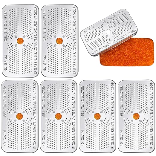 6 Pack 40 Gram Silica Gel Canister Dehumidifier Desiccant Orange to Green Reusable Indicating Desiccant Moisture Absorber for Car Closet Cabinet Bag Storage Box(6 Boxes) by Nuanchu