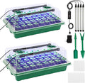 Seed Starter Tray with Timed Grow Light, 2 Pack 80 Cells Plant Starter Tray Seedling Starter Kit with Humidity Domes Base Indoor Mini Greenhouse Plant Germination Trays for Seeds Growing Starting by GOONMILL