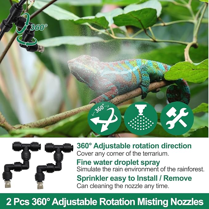 Automatic Reptile Mister for Reptile Tank Smart Reptiles Mister System with Timer 360° Nozzles,Slient Terrarium Misting System Humidifier for Chameleons,Snakes,Frogs Smart Spray Control - Image 4