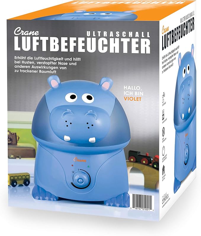 Crane Animal Humidifier for Kids Bedroom, 1 Gal. Cool Mist Humidifier with Adjustable Settings, Optional Filter, Auto Shut-Off, Hippo - Image 6