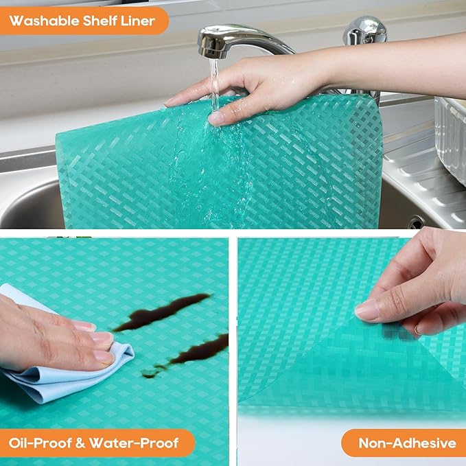 Shelf Liners for Kitchen Cabinets, Waterproof and Oil-Proof Kitchen Cupboard Liner, Refrigerator Liners and Plastic Drawer Mats Non Adhesive Shelves, Fridge - 11.8 x 118 Inch - Image 4