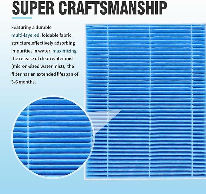 DerBlue 8pcs Wick Replacement Filter and 4pcsTop Fill Humidifier Replacement Filters Compatible with Superior 6000S Smart Evaporative Humidifier,high efficiency filter can last more than 6 months - Image 3
