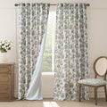jinchan Lined Linen Floral Curtains for Living Room, 96 Inch Length Printed Flower Farmhouse Patterned French Country Back Tab Black Window Drapes Set Privacy Bedroom Curtains, 2 Panels by JINCHAN