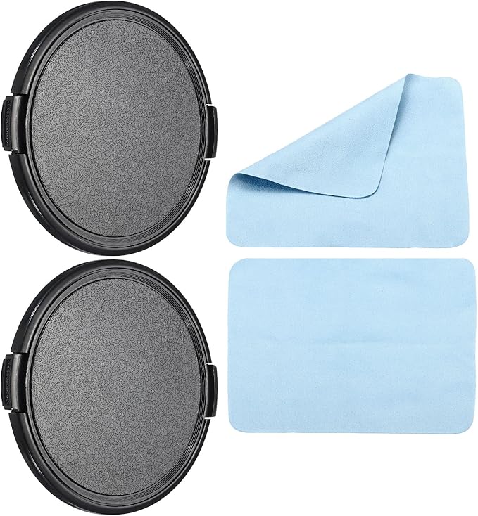 PATIKIL Camera Lens Cap, 2 Pack Sides Pinch Front Lens Cover with Microfiber Cleaning Cloth for 77mm Thread Universal DSLR Lenses for Nikon, for Fujifilm, for Pentax, for Leica by PATIKIL