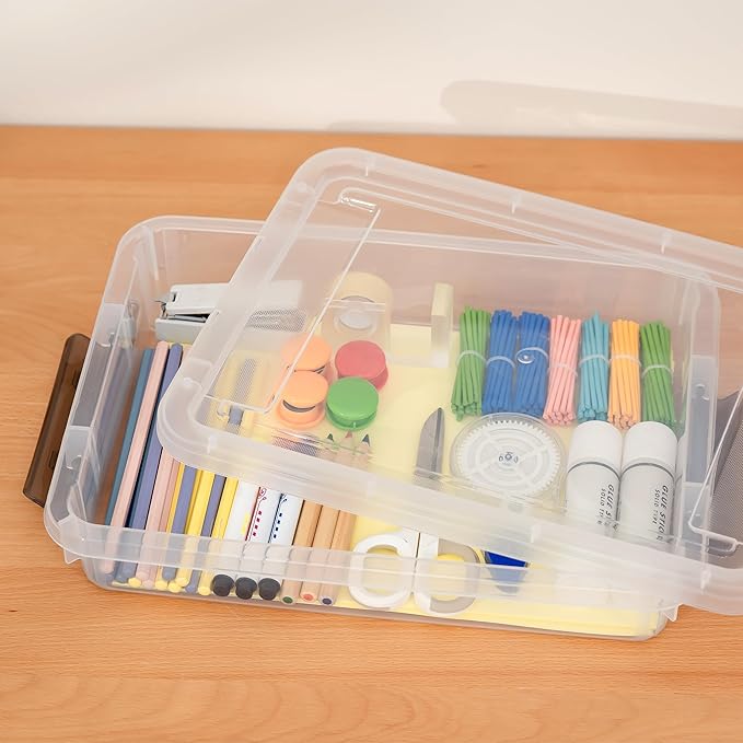 5PCS Plastic Storage Bins with Lids Portable Project Case Water Resistant Plastic Containers for Organizing Document,A4 Paper,Photo,Letter,Scrapbook - Image 2