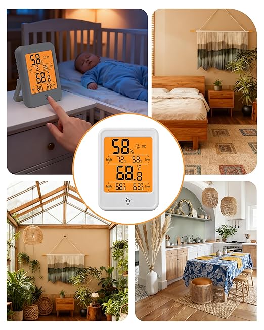 Digital Indoor Hygrometer Thermometer, 2.68-Inch Temperature/Humidity Monitor with Magnetic and Backlit, Indoor Room Thermometer/Humidity Meter for House Home Greenhouse - Image 7