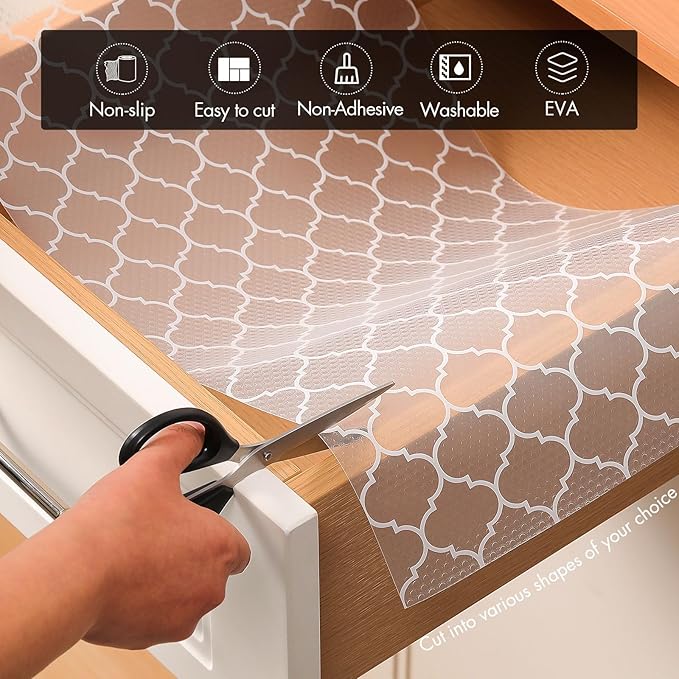 Cooyes Shelf and Drawer Liners for Kitchen Cabinets, Non Adhesive Cabinet Liner, EVA Waterproof Durable Non-Slip Drawer Mats for Shelves, Fridge, Storage, Kitchen Cupboards – Modern Pattern - Image 5