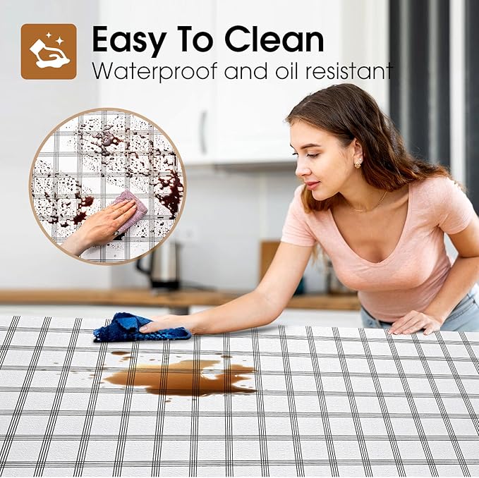 Beautysaid Shelf and Drawer Liner for Kitchen Cabinet, Non Adhesive Non Slip Shelf Paper Waterproof Washable Thickened for Dresser Pantry Shelve Bathroom Protector Liner(Plaid,12 in x 10 FT) - Image 3