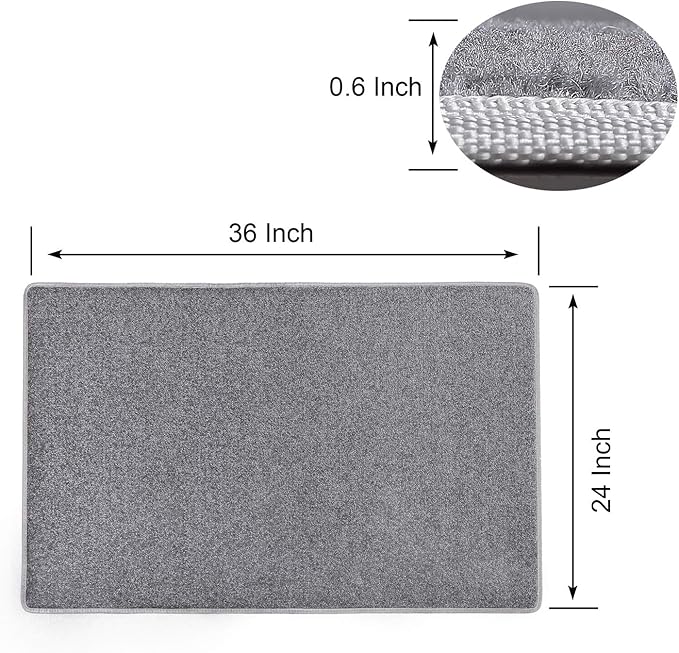 PURE ERA Carpet Stair Tread Landing Mat Tape Free Self Adhesive Non Slip Skid Resistant Indoor Doormat Area Rug Floor Mat for Kitchen Bathroom Workstations Washable 2' X 3' (Gray) - Image 3