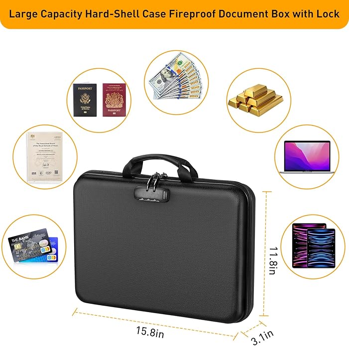 Fireproof Document Organizer Bag, 5200℉ File Organizer Safe Box, Hard Shell Document Bag with 13 Pocket Accordion File Folder - Image 5