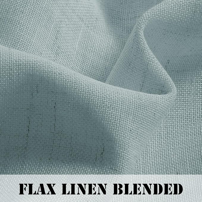 H.VERSAILTEX Linen Curtains Elegant Natural Linen Semi Sheer Curtains Energy Light Filtering Rod Pocket Window Treatments Panels for Living Room (Set of 2, Cloud Blue, 52 inch W X 84 inch L) - Image 3