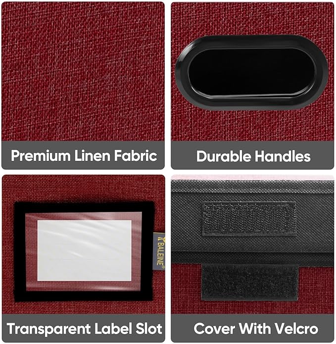 BALEINE Modern Red File Storage Box with Lid, Collapsible File Folder Organizer, 2 Pack, 15x12.5x10.5 inches - Image 7