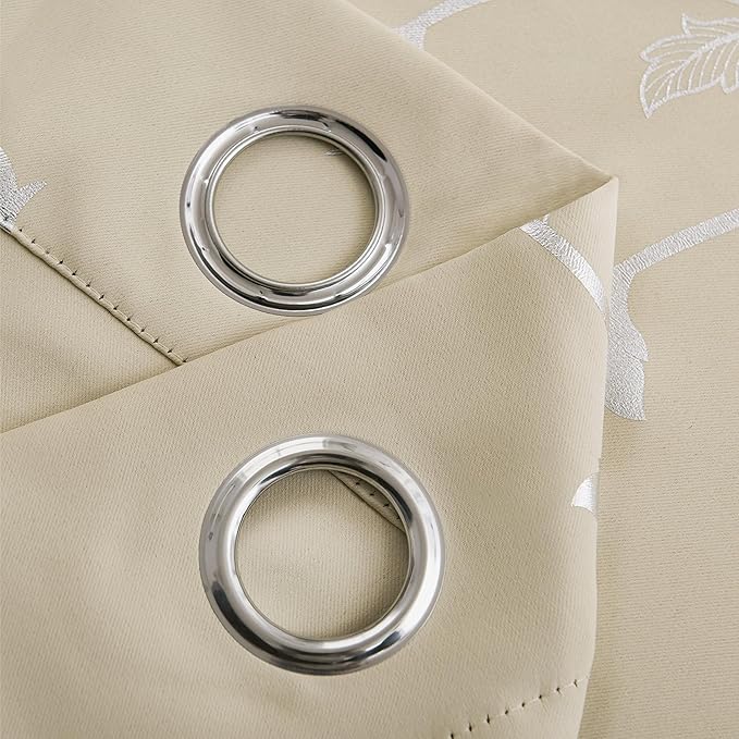 BUHUA Blackout Curtains for Sliding Door Extral Wide Room Divider Blackout Curtain Panels for Patio Bedroom Grommet Top Room Curtains & Drapes, Beige, 100Wx84L, 1 Panel - Image 4
