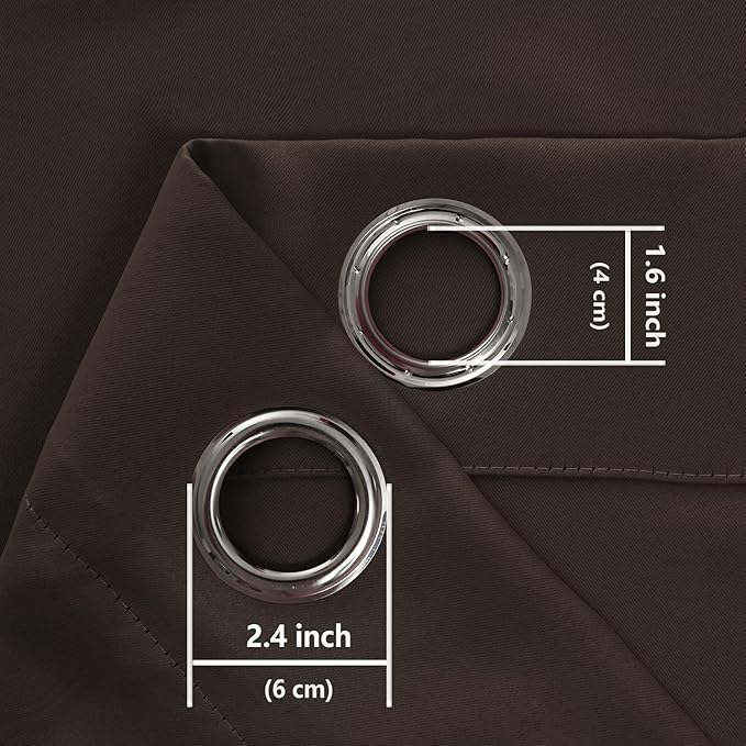 Hiasan Blackout Curtains for Bedroom, 38 x 63 Inches Length - Thermal Insulated & Light Blocking Window Curtains for Living Room, 2 Drape Panels Sewn with Tiebacks, Brown - Image 7