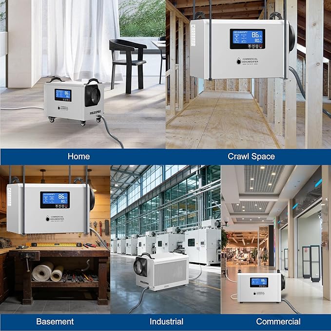 145 Pint Commercial Dehumidifier with Drain Hose for Crawl Spaces, Basements, Industry Water Damage Unit Restoration for up to 6000 Sq.Ft, Auto Defrost, Memory Starting, white(Gift Directional Wheels) - Image 9