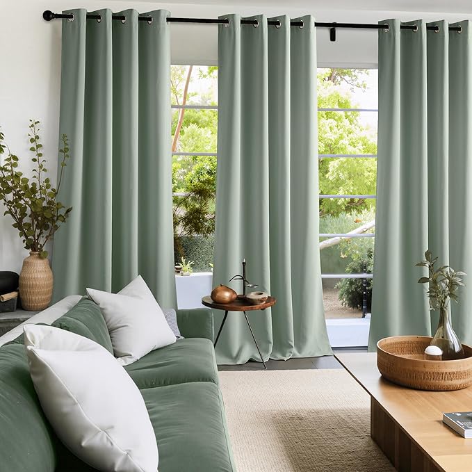 NICETOWN Room Darkening Draperies Curtains Panels, 2 Panels Sage Green W52 x L102 - Image 3