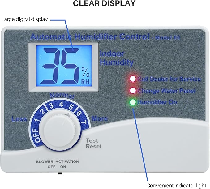 60 Whole House Humidifier Control Humidistat with Outdoor Temperature Sensor, Compatible with 400, 500, 600, 700, Automatic Digital Whole House Humidifiers, 24VAC - Image 3