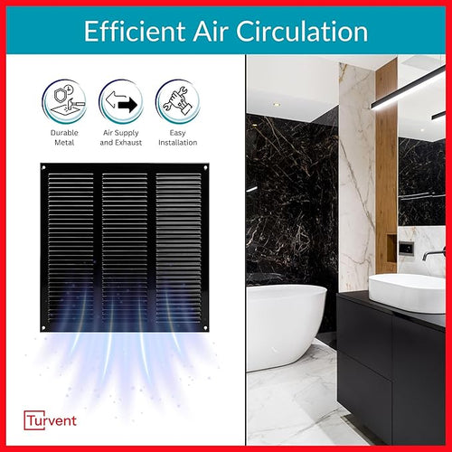 10x10 Vent Cover (duct opening) - Black HVAC Return Air Grille for Wall and Ceiling - Metal AC Vent Cover with Mesh - Rectangular Ventilation Registe - External Dimensions: 11.81" W x 11.81" H - Image 2