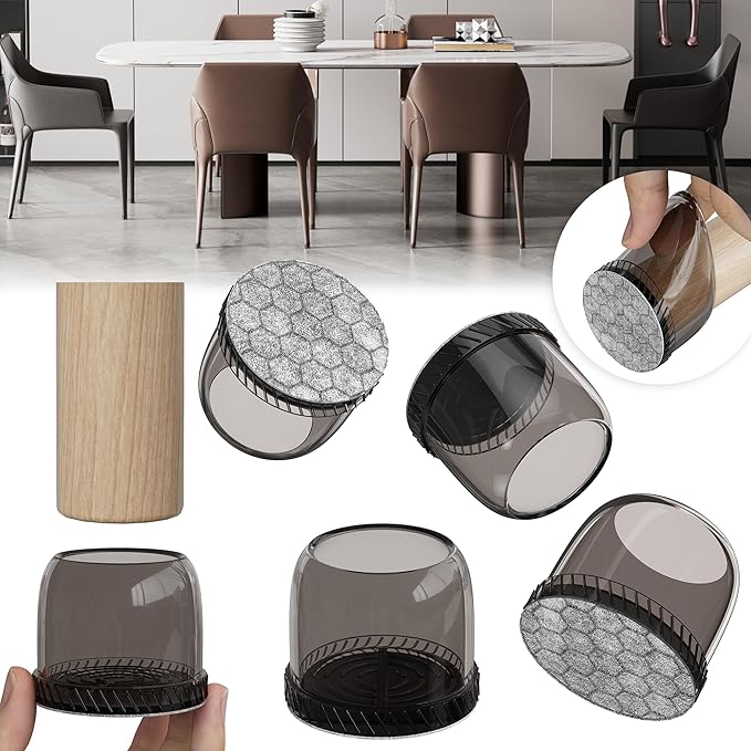 24PCS Round Chair Leg Floor Protectors, Furniture Sliders, Chair Leg Protectors for Hardwood Floors, Non-Slip Felt Furniture Pads, Silicone Cap Covers to Protect Floors, (Fit 1.5" - 2") by Indemo
