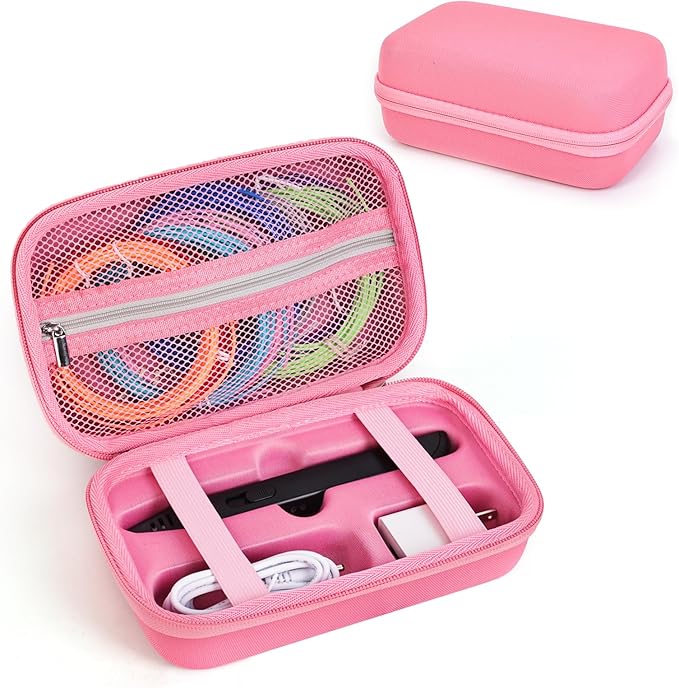 Case Compatible with 3Doodler Start+ Essentials for 3D Pen Set for Kids, Carrying Holder Fit for Printing Pens, Storage Organizer for Printing Filament Refill, Micro-USB Charger (3D-02-Pink) by TATAVR